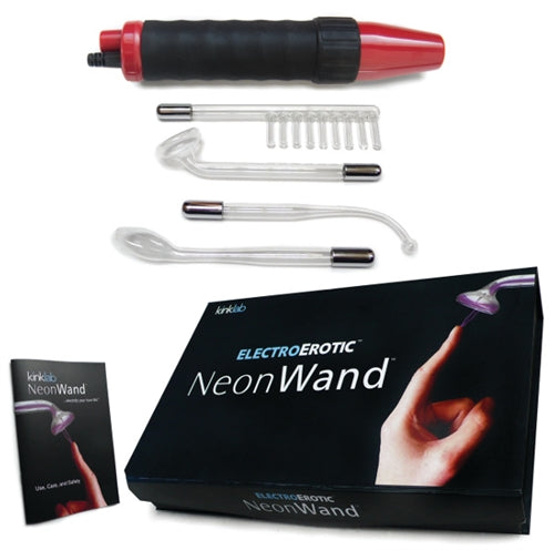 Neon Wand Electrosex Kit - Red and Black Handle Red Electrode KL-933R