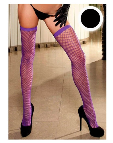Fishnet Thigh High - Black - One Size HOT-90236BLK