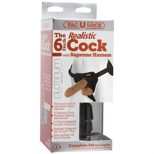 The Realistic 6-Inch Cock With Supreme Harness - Brown DJ1070-18