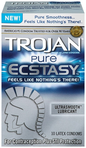Trojan Pure Ecstasy Lubricated Condoms - 10 Pack TJ99856