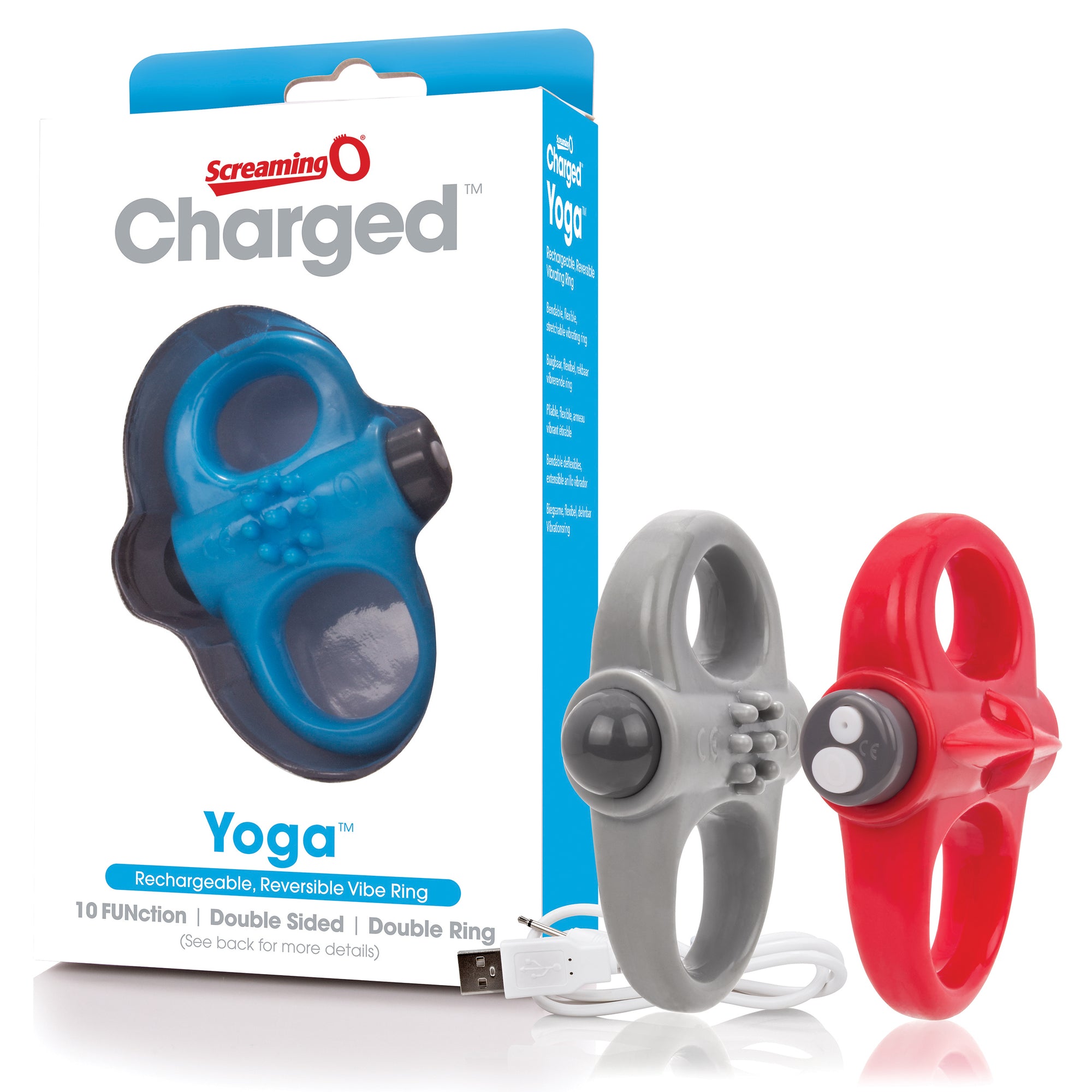 Charged Yoga Rechargeable Vibe Ring - Assorted - 6 Count Box AYOG-110D