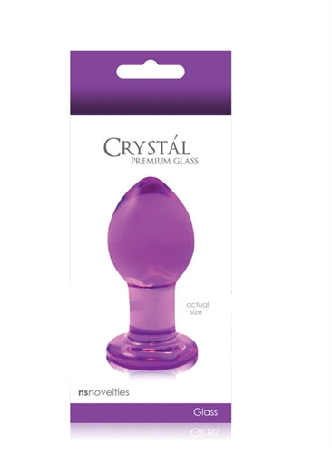 Crystal Premium Glass Plug - Medium - Clear  Purple NSN0701-25