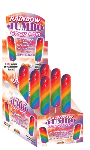 Jumbo Rainbow Cock Pops - 6 Piece Display HTP2353D