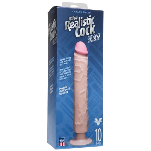 The Realistic Cock - Ur3 Vibrating - 10-Inch - White DJ1160-31-BX
