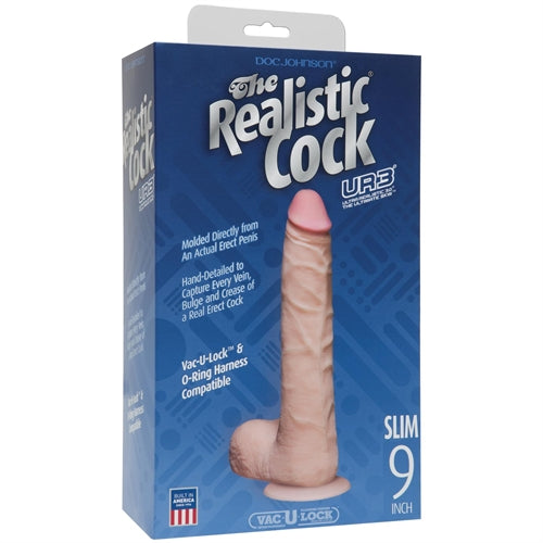 The Realistic Cock - Ur3 Slim - White - 9-Inch DJ0276-21-BX