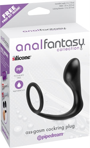 Anal Fantasy Collection Ass-Gasm Cockring Plug - Black PD4623-23