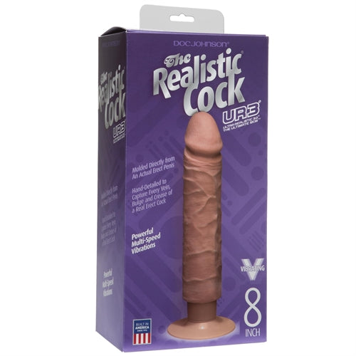 The Realistic Cock - Ur3 Vibrating - 8-Inch - Brown DJ1160-33-BX