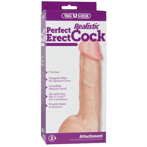 Vac-U-Lock Perfect Erect Realistic Cock - White DJ1015-18