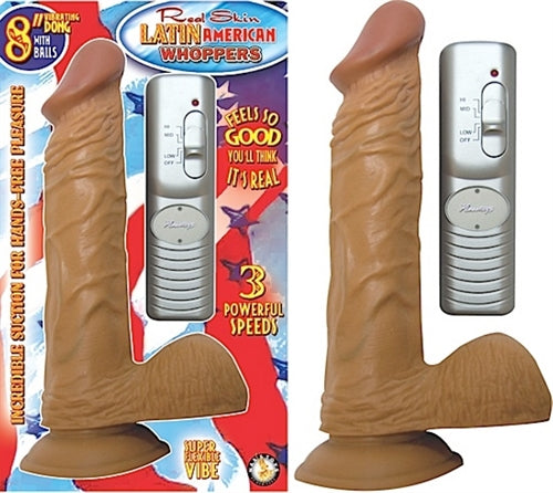 Latin American Whoppers 8in Vibrating Dong With Balls Latin NW2305