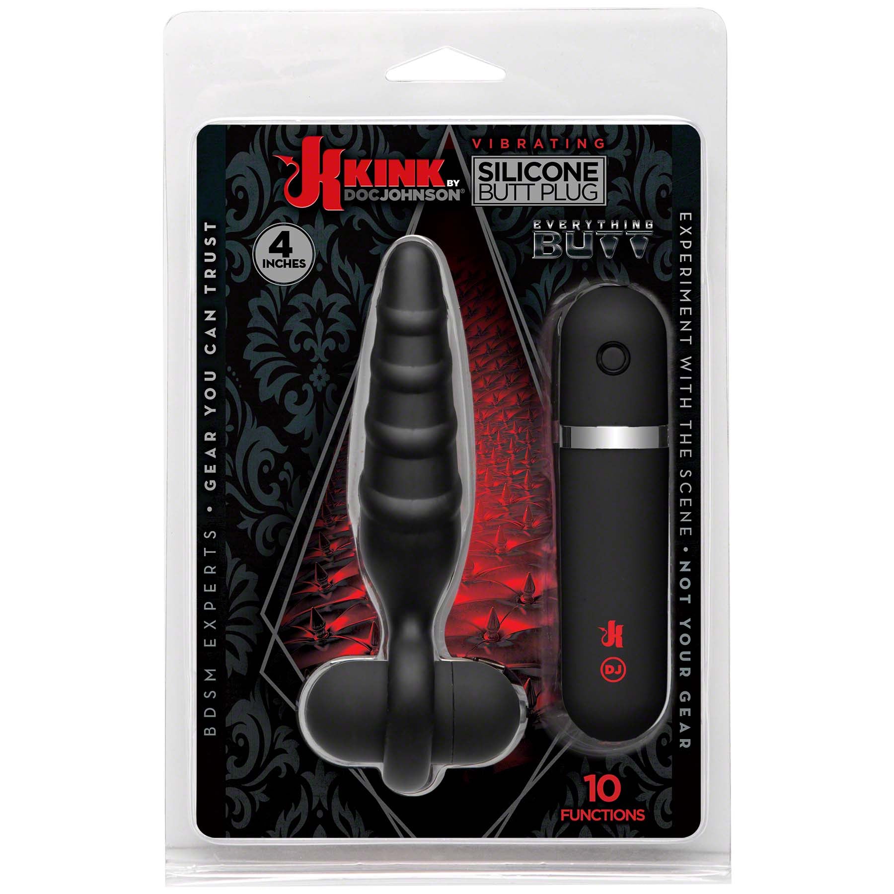 Vibrating Silicone Butt Plug 4 - Black DJ2401-38-CD