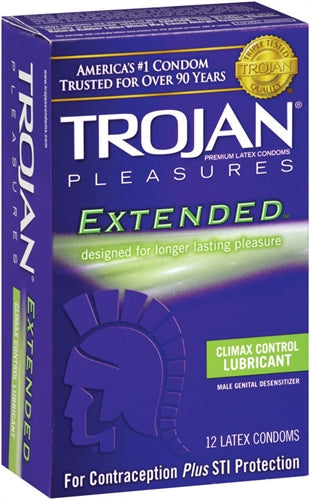 Trojan Pleasures Extended Lubricated Condoms - 12 Pack Tj97250 TJ97252