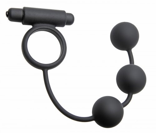 Tri-Orb Vibrating Cock Ring & Silicone Weighted Anal Balls MS-AE432