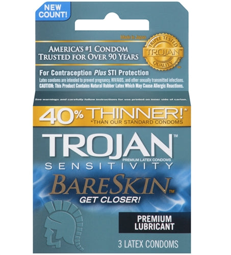 Trojan Sensitivity Bareskin Lubricated Condoms - 3 Pack TJ95705
