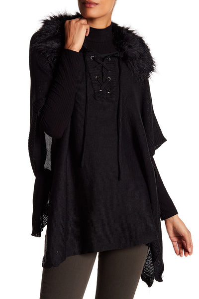 4583 Topanga Poncho Faux Fur Top