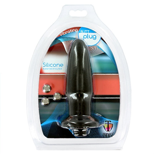 Silicone Vibrating Butt Plug Medium - Black TV-VF896M