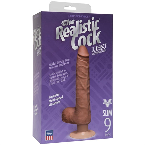 The Realistic Cock - Ur3 Slim Vibrating - 9-Inch - Brown DJ1160-23-BX