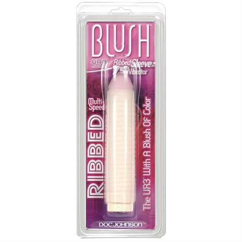 Blush Ur3 Ribbed Sleeve on 7.5-Inch Vibrator - Clear DJ0420-00