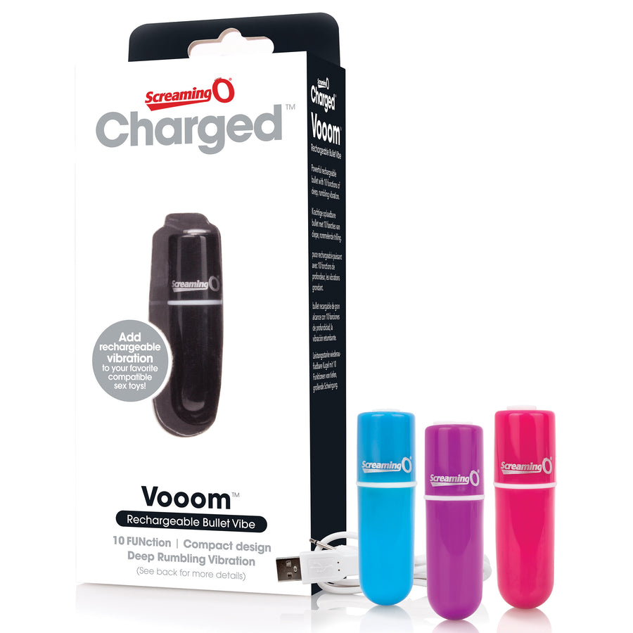 Charged Vooom Rechargeable Bullet Vibe - Assorted - 12 Count Box AMV-110D