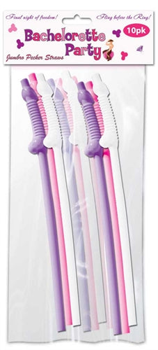 Bachelorette Party Jumbo Flexy Pecker Straws - 10 Pack HTP2501