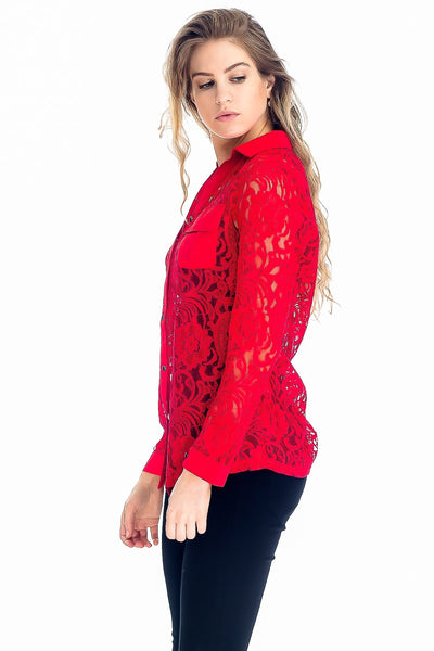 5534 Presley Lace Buttondown Top