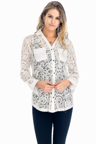 5534 Presley Lace Buttondown Top