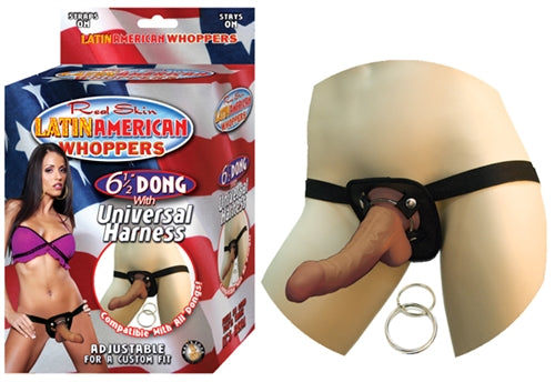 All American Whoppers 6.5-Inch Dong With Universal Harness - Latin NW2323-2