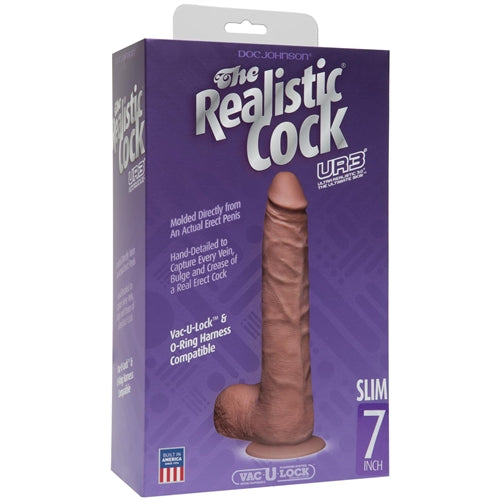 The Realistic Cock - Ur3 Slim - Brown - 7-Inch DJ0276-22-BX
