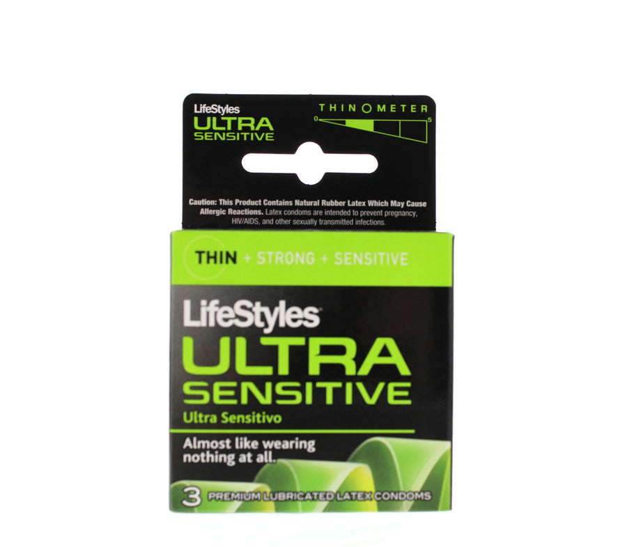 Lifestyles Ultra Sensitive Lubricated Condoms -3 Pack LS1703