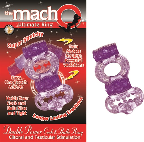 The Macho Collection Double Power Cock and Balls Ring Purple NW2257-2