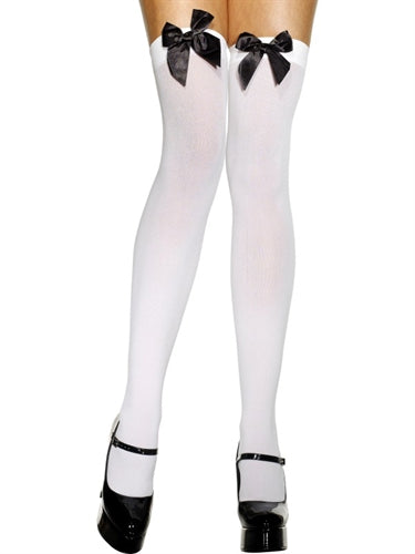 Thigh High Stockings With Black Bow - White Fv-29334 FV-42760