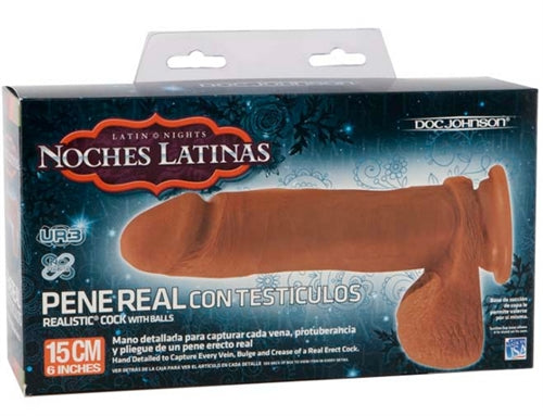 Noches Latinas -  Pene Real Con Testiculos 6-Inch - Brown DJ5700-01