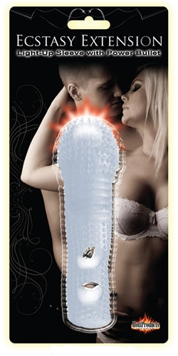Ecstasy Extension - Light Up Sleeve With Bullet - Clear HTP2702