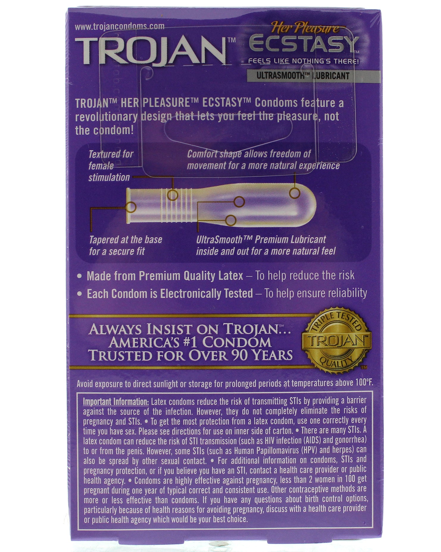 Trojan Her Pleasure Ecstasy Lubricated Condoms - 10 Pack - Tj97325 TJ97327