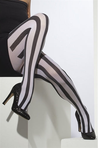Striped Opaque Tights - Black and White FV-24549
