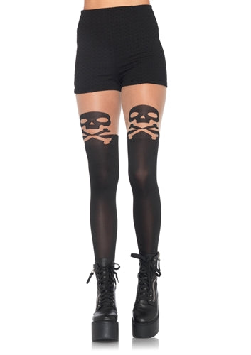 Skull and Crossbone Opaque Pantyhose - One Size LA-7926