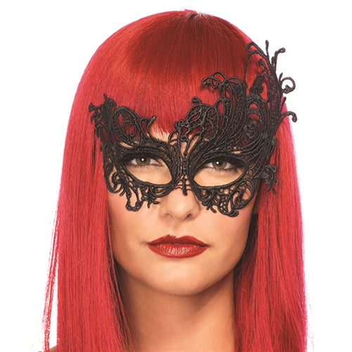 Fantasy Venetian Applique Eye Mask - Black LA-3747BLK