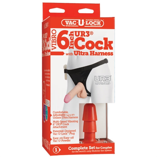 Vac-U-Lock Vibro 6-Inch Ur3 Cock With Ultra Harness DJ1050-17