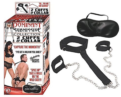 Dominant Submissive Collection 2 Cuffs and Collar - Black NW2281