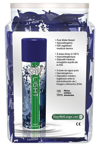 Wet Light Liquid Lubricant - Display - 120 Piece Fishbowl - 10 ml Pillows WT20370D