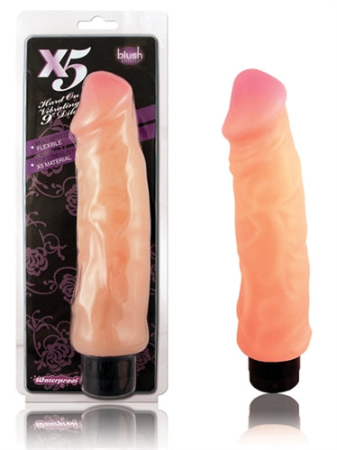 X5 Hard on Vibrating 9in Dildo Natural BL-52203