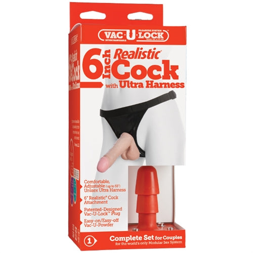Vac-U-Lock 7-Inch Realistic Cock With Ultra Harness DJ1050-02