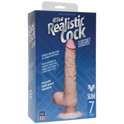 The Realistic Cock - Ur3 Slim Vibrating - 7-Inch - White DJ1160-20-BX
