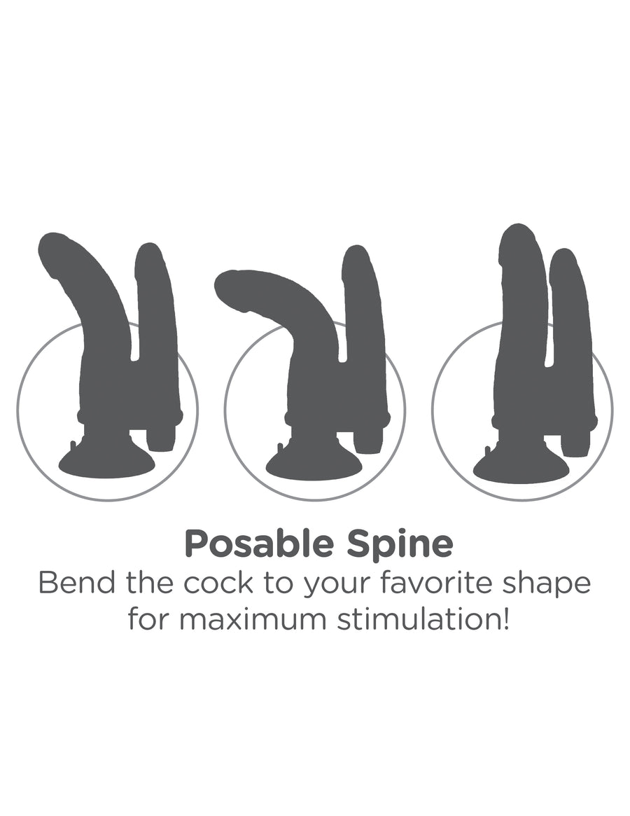King Cock Double Vibrating Double Penetrator -  Flesh PD5411-21