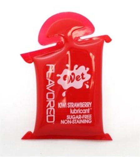 Wet Flavored Gel Lubricant Kiwi Strawberry - 10 ml Pillow - Each WT23403