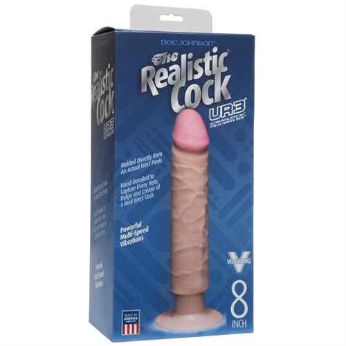 The Realistic Cock - Ur3 Vibrating - 8-Inch - White DJ1160-30-BX