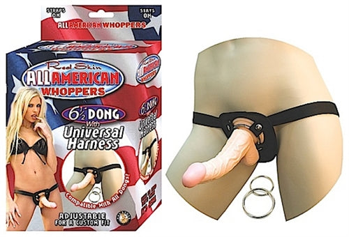 All American Whoppers 6.5-Inch Dong With Universal Harness - Flesh NW2323-1
