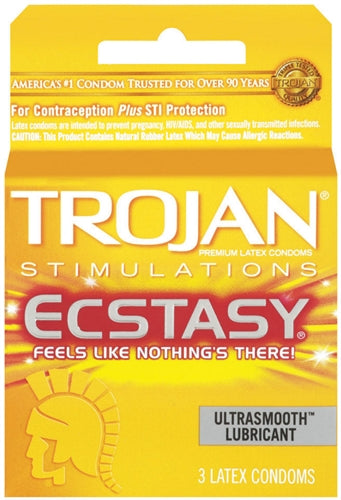 Trojan Stimulations Ecstasy Lubricated Condoms - 3 Pack Tj94720 TJ94721