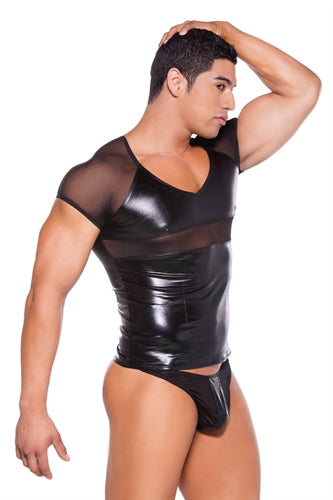 Wet Look T-Shirt - Black - One Size ALR-26-5602Z