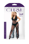 Curve Nicki Stretch Micro & Lace Halter Jumpsuit With Panty - Plus Size 3x/4x FL-BP510-3X4X