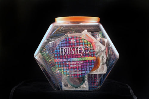 Trustex Dual Color Latex Condoms - 100 Piece Fishbowl - Assorted Colors AL-2000D